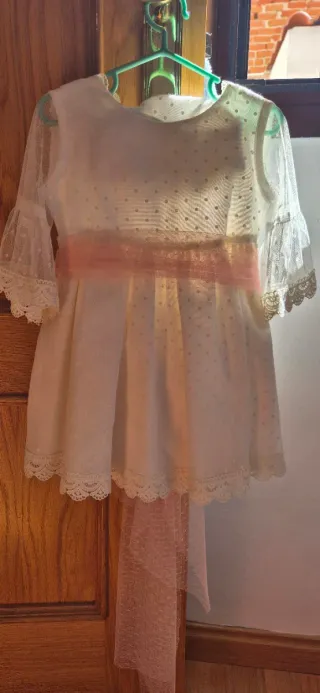 Vestido fiesta niña blanco y rosa
