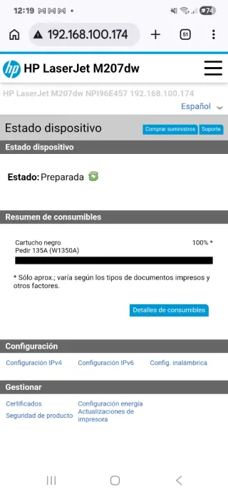 Impresora HP LaserJet M207dw
