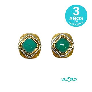Pendientes Oro 18K con Piedra Verde 8,90g