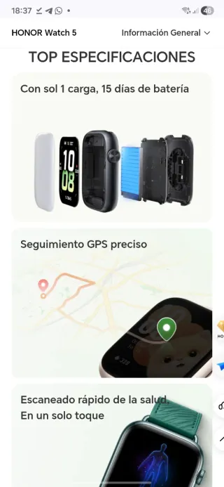 HONOR Watch 5 Negro NUEVO