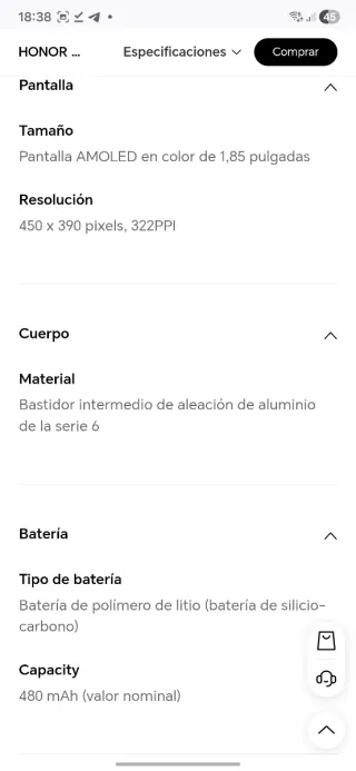 HONOR Watch 5 Negro NUEVO