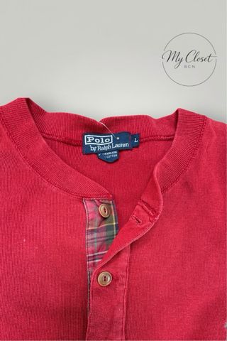 Polo Ralph Lauren Henley Red Cotton Vintage 90s