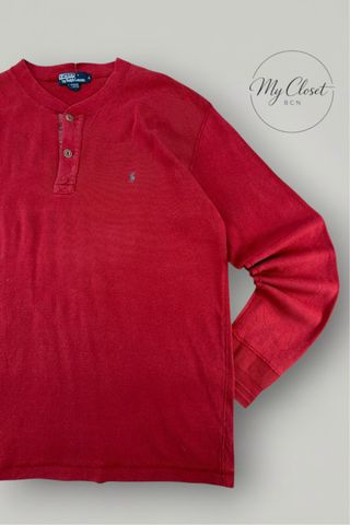 Polo Ralph Lauren Henley Red Cotton Vintage 90s