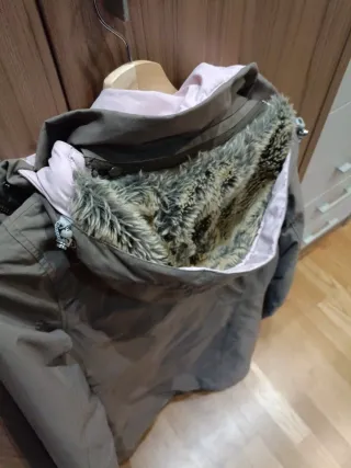 Abrigo 3/4 mujer verde/rosa talla S