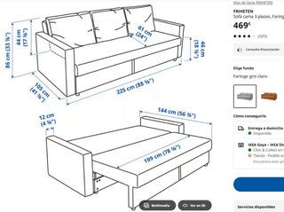 Sofá Cama 3 Plazas IKEA FRIHETEN Gris