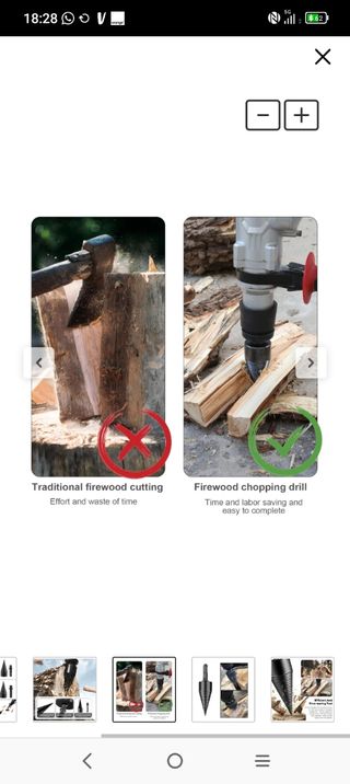 Broca para leña con 3 cinceles