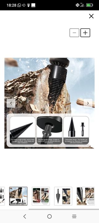 Broca para leña con 3 cinceles