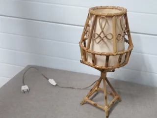 Lámpara Mesa Bambú Vintage