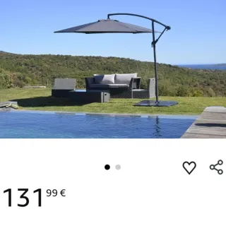 Sombrilla, Acero poliéster, Gris Oscuro, 3 m