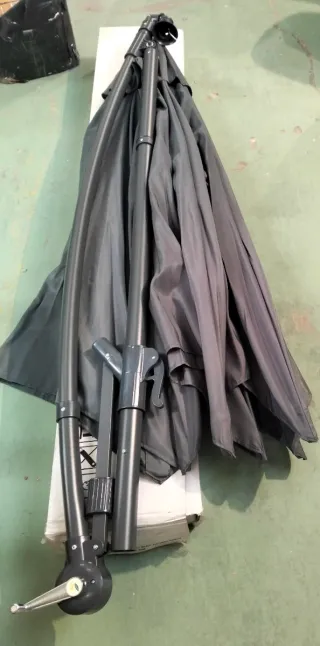 Sombrilla, Acero poliéster, Gris Oscuro, 3 m