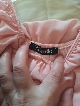 Blusa gasa rosa hombros descubiertos