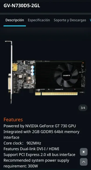 Tarjeta Gráfica NVIDIA GeForce GT 730