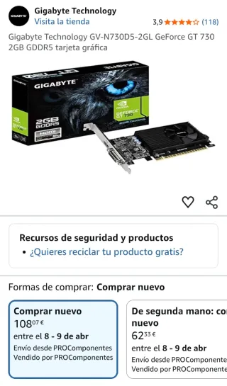 Tarjeta Gráfica NVIDIA GeForce GT 730