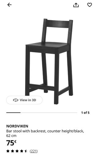 Taburete NORDVIKEN IKEA Negro