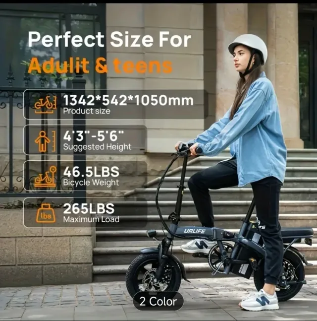 Bicicleta Eléctrica Plegable urlife F1L 35.56cm