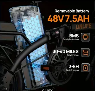 Bicicleta Eléctrica Plegable urlife F1L 35.56cm