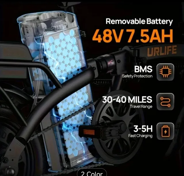 Bicicleta Eléctrica Plegable urlife F1L 35.56cm