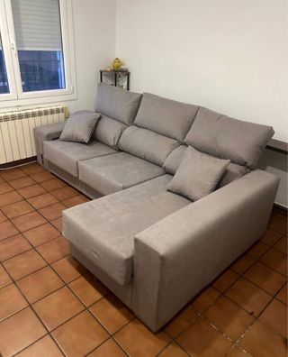 Divano modulare beige in tessuto