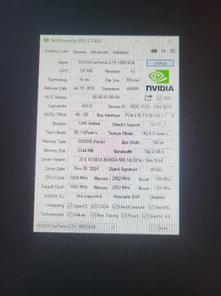 Tarjeta Gráfica ASUS NVIDIA GTX 1060 6GB