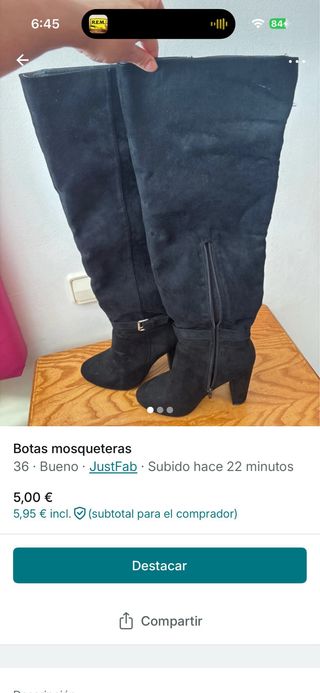 Botas mosqueteras JustFab talla 36
