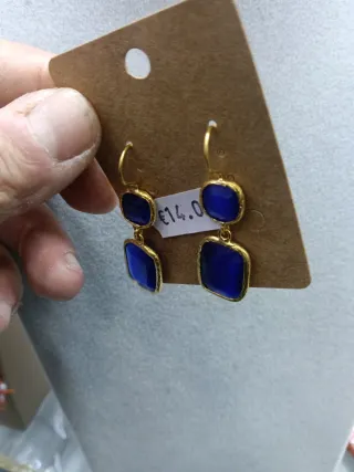 Orecchini pendenti blu e oro