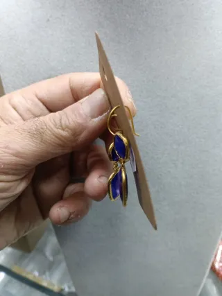 Orecchini pendenti blu e oro