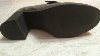 Mocasines/zapatos tacón T38 mujer color topo. Piel