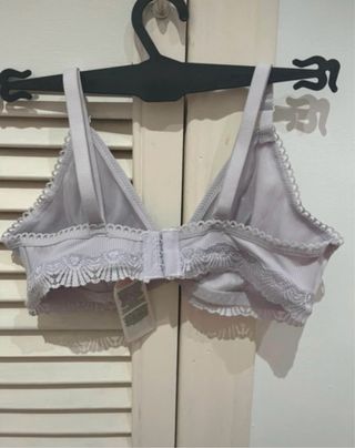 Top sujetador canalé encaje morado Pepco Talla S