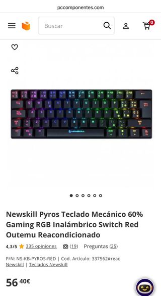Teclado Gaming Newskill Pyros RGB 60%