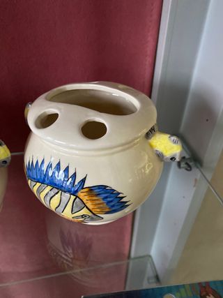 Set baño figuras pez cerámica