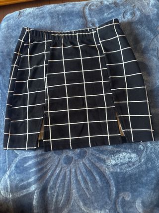 Falda de cuadros negra talla S