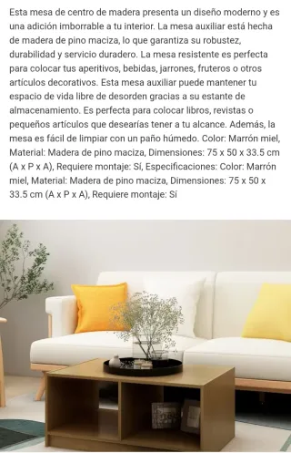 Tavolo da salotto in legno nuovo