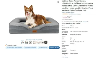 Cama ortopédica para perro gris