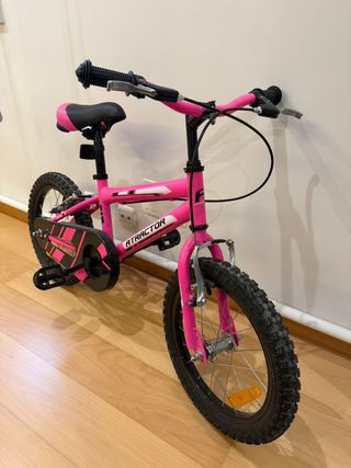 Bicicleta infantil rosa 16” con casco
