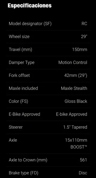Horquilla Rock Shox Revelation RC 29 Nueva