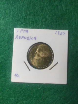 Moneda 1 Peseta 1937 La Rubia II República.  s/c