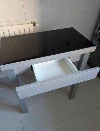 Mesa libro cristal y 2 sillas comedor