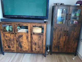 Mueble TV y auxiliar madera y metal