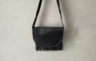 Bolso de cuero auténtico con flecos