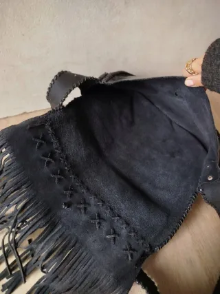 Bolso de cuero auténtico con flecos