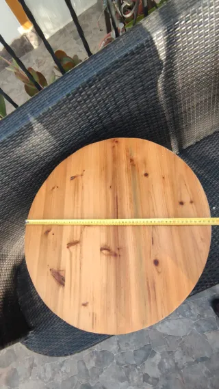 Mesita auxiliar redonda madera y metal