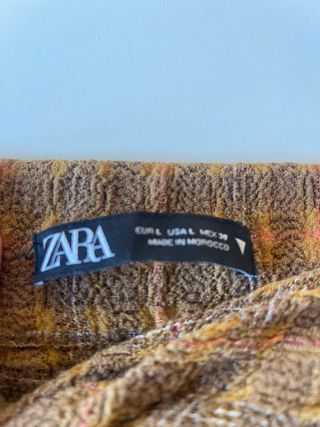 Falda larga Zara cuadros marrón y naranja