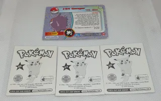 Cromos Pokémon Gengar, Mew y Snorlax