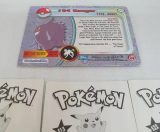 Cromos Pokémon Gengar, Mew y Snorlax