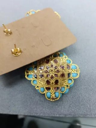 Orecchini fiore corallo rosso e turchese