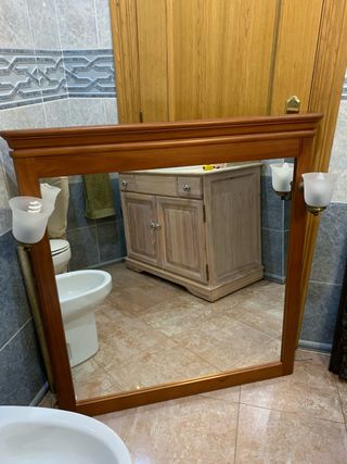 Espejo de madera para baño de madera maciza