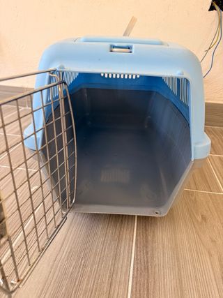 Transportín perros y gatos azul y gris