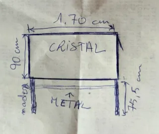 Mesa de comedor cristal y metal negro