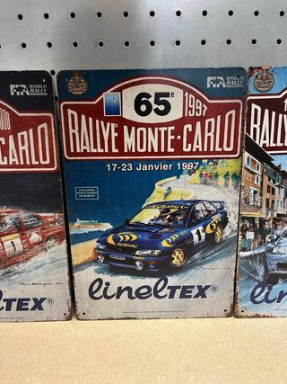 Lote 5 chapas decoracion rallye montecarlo 30x20cm