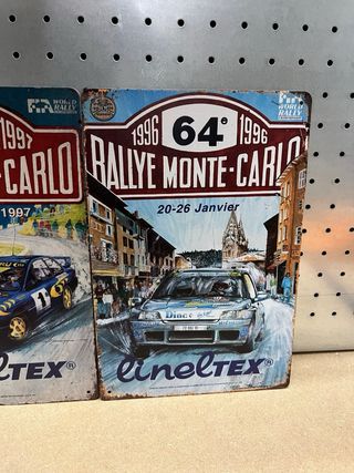 Lote 5 chapas decoracion rallye montecarlo 30x20cm